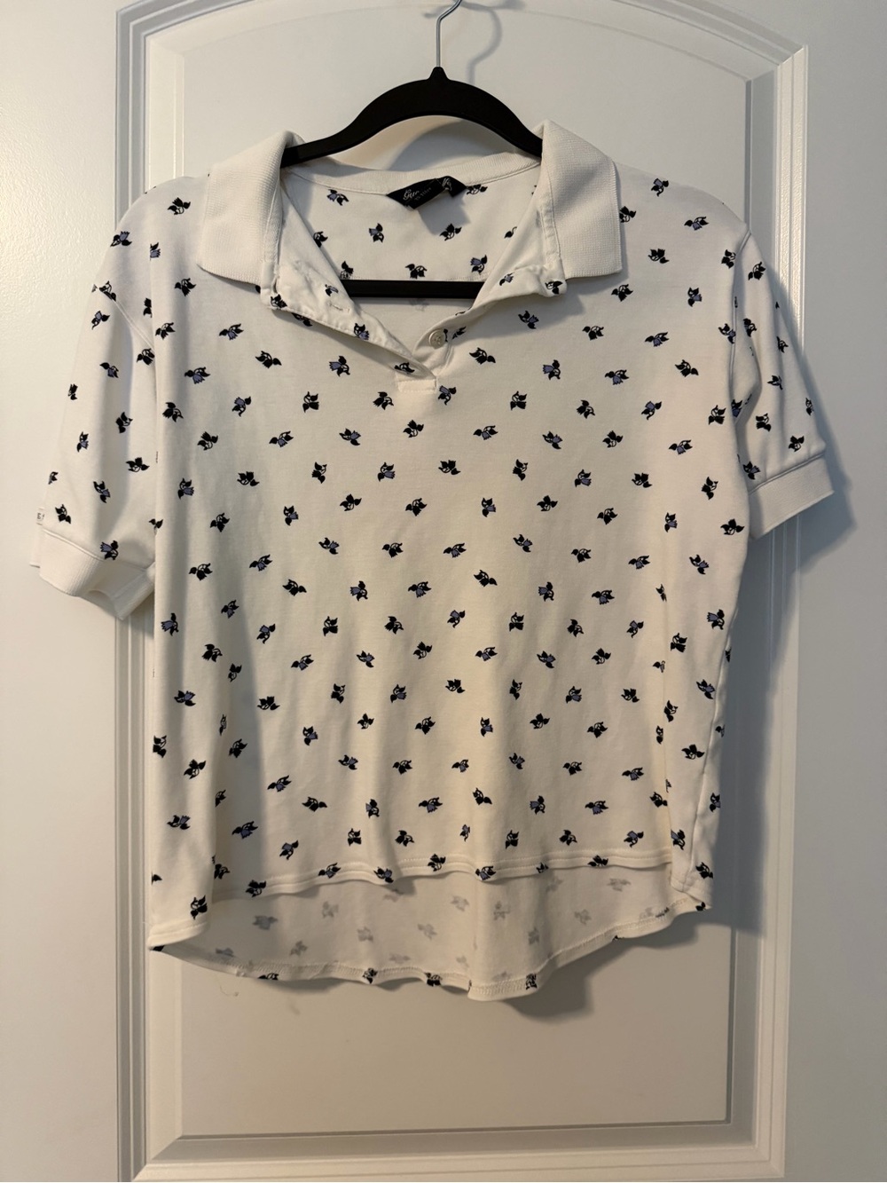 Guess Golf White Polo Top with Navy Floral Print - Short Sleeve